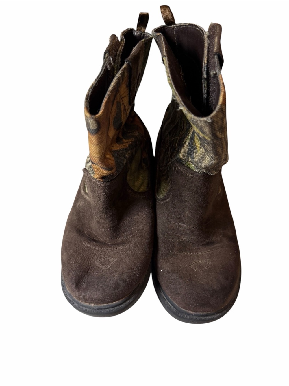 Kids Brown Camo Pull-On Boots with Velcro Sides - Picture 2 of 7